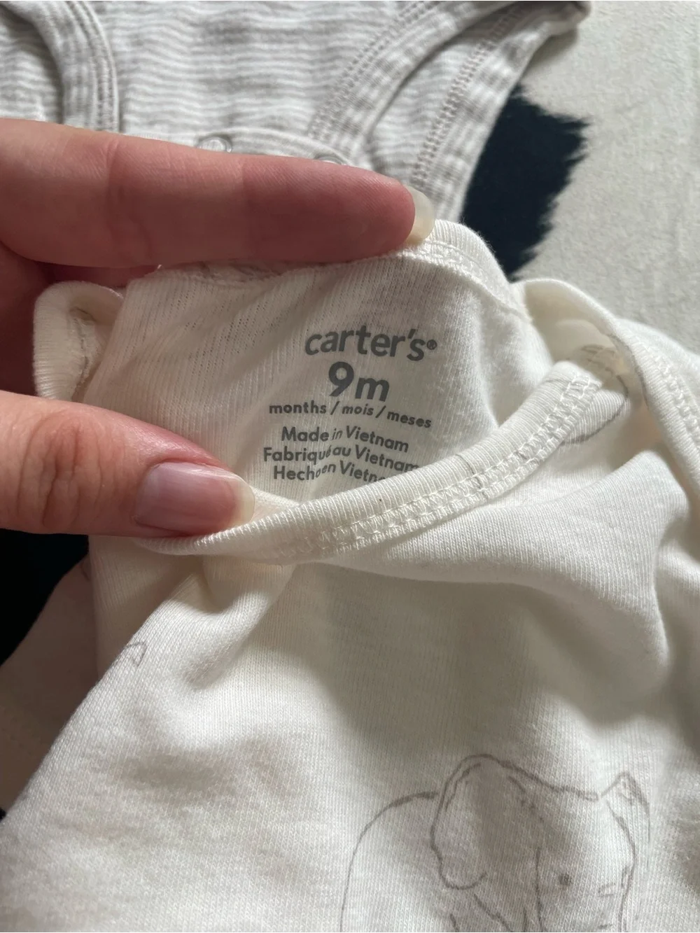 2/$12 Carters Neutral Elephant Baby Onesies & Pants Set
